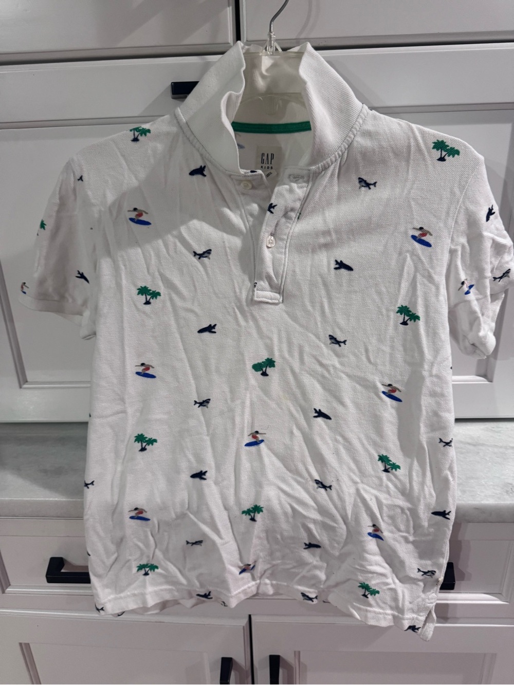 GAP White Polo with Surf and Palm Embroidery